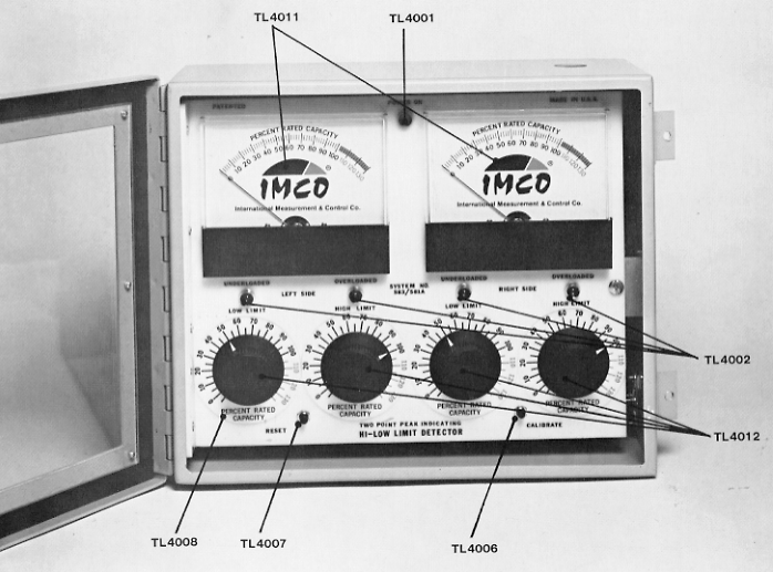 IMCO Tonnage Load Monitor Hi Low System Face Plate